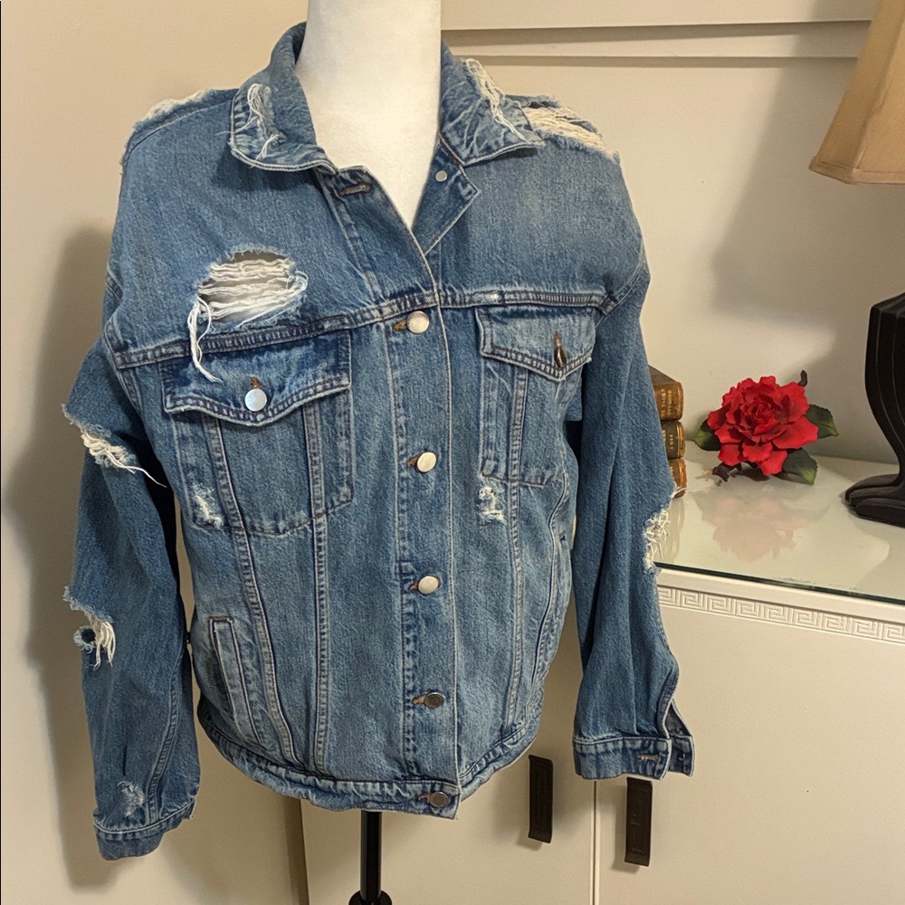 Stella McCartney Blue Distressed Denim Jacket Size M